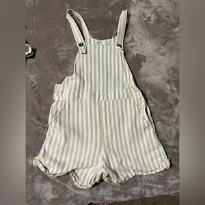 Size small tan and white striped American eagle romper